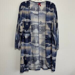 Red Camel XL Open-Front Waterfall Cardigan Southwestern Pattern